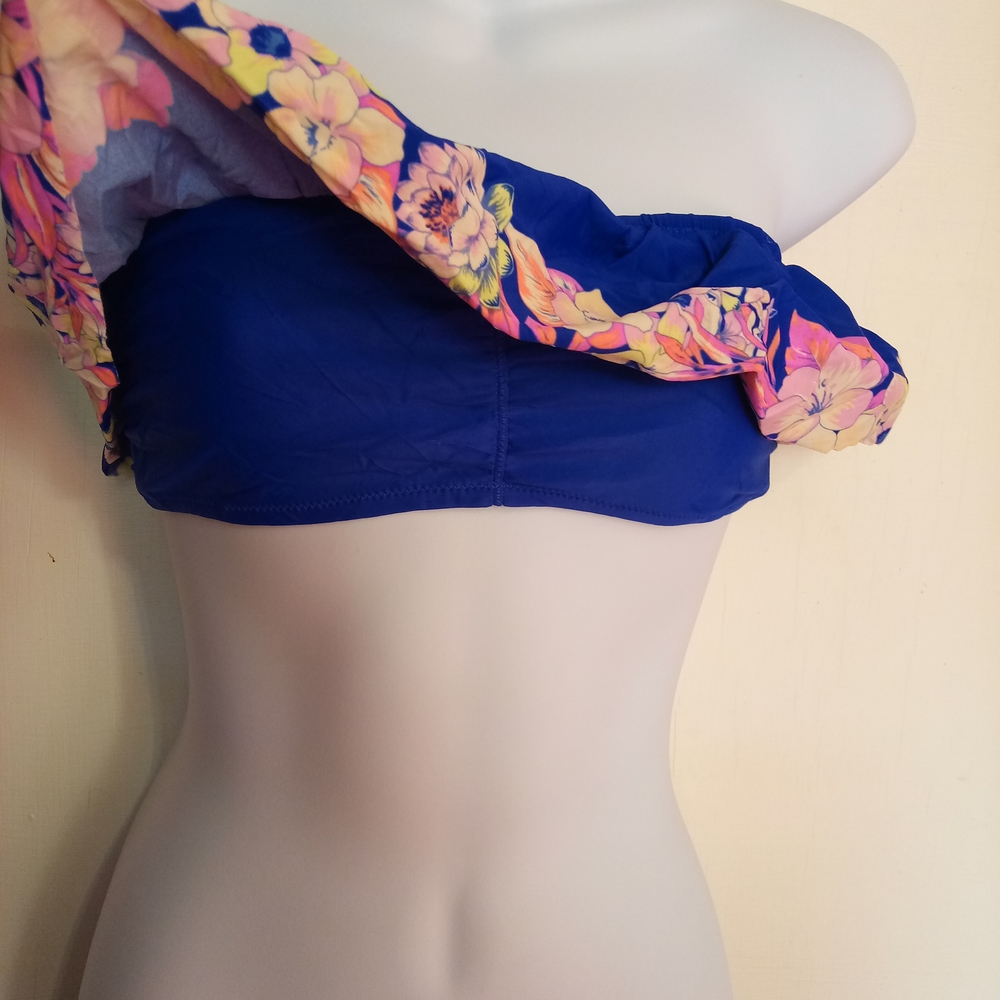 American Eagle Outfitters Ladies Floral Strapless Blue Bikini Sz Sm - Picture 3 of 7